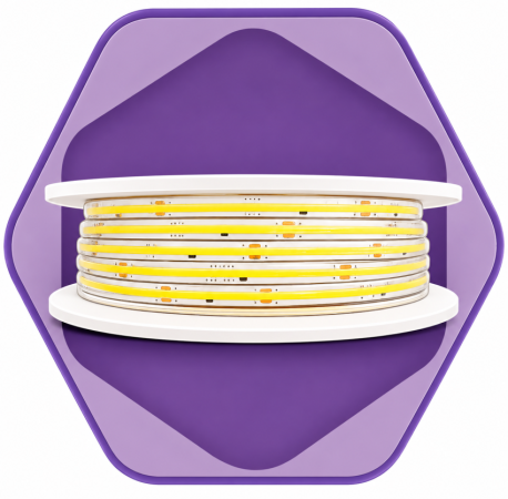 FITA DE LED COB 12W 480 leds ROLO COM 50M 220V IP65 1000 LUMÉNS 3000K